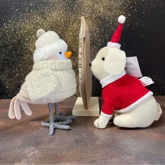 Festive Plush Bird and Dog with House Decor - Picture 3 of 6